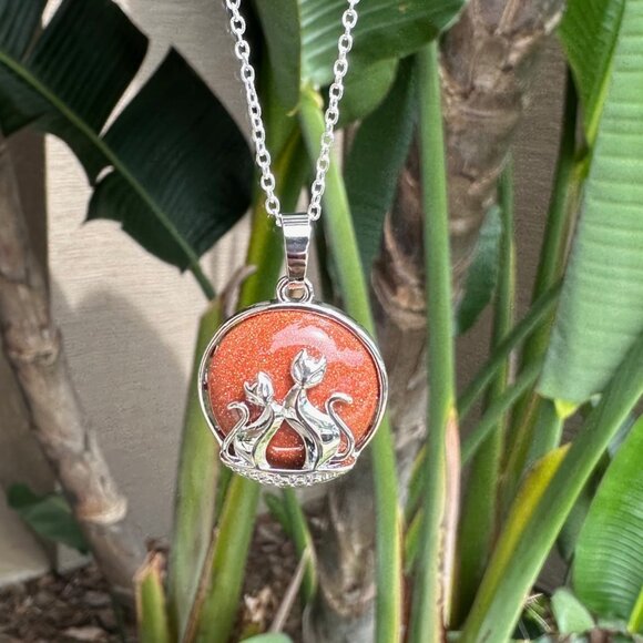 Jewelry - NEW Goldstone Cat Love Necklace Goldstone Cat Love Pendant
